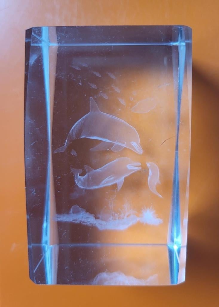 2 x kristal glas laserblok met 3D afbeelding, Ophalen