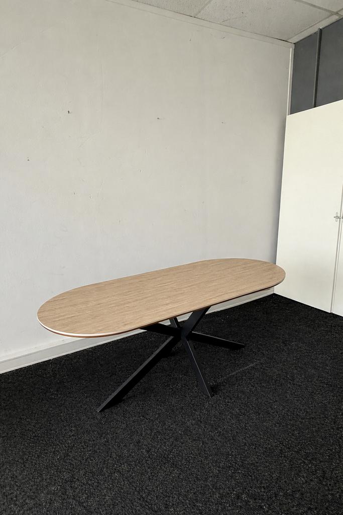 Traventin stenen tafelblad met metalen matrixpoot 180 x 90, Ophalen, 50 tot 100 cm, Zo goed als nieuw, 150 tot 200 cm