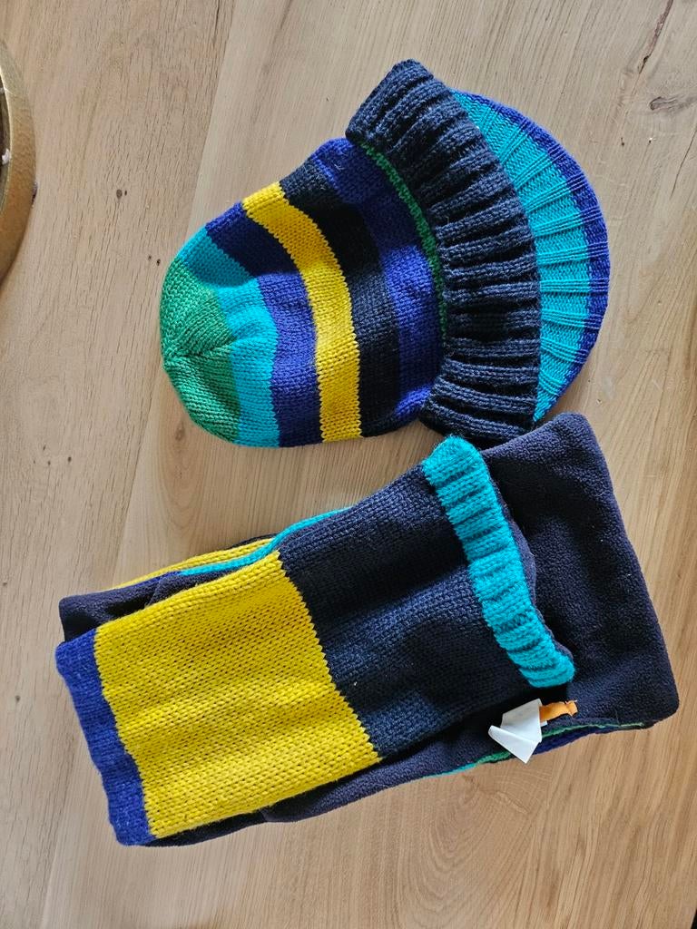 Hema muts en sjaal set - blauw, groen, geel, Ophalen of Verzenden