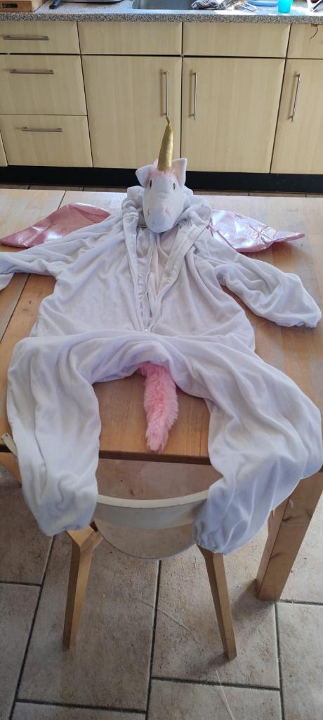 Onesie verkleed pak maak 140 eenhoorn, unicorn, Ophalen of Verzenden, Zo goed als nieuw, 134 t/m 140, Meisje