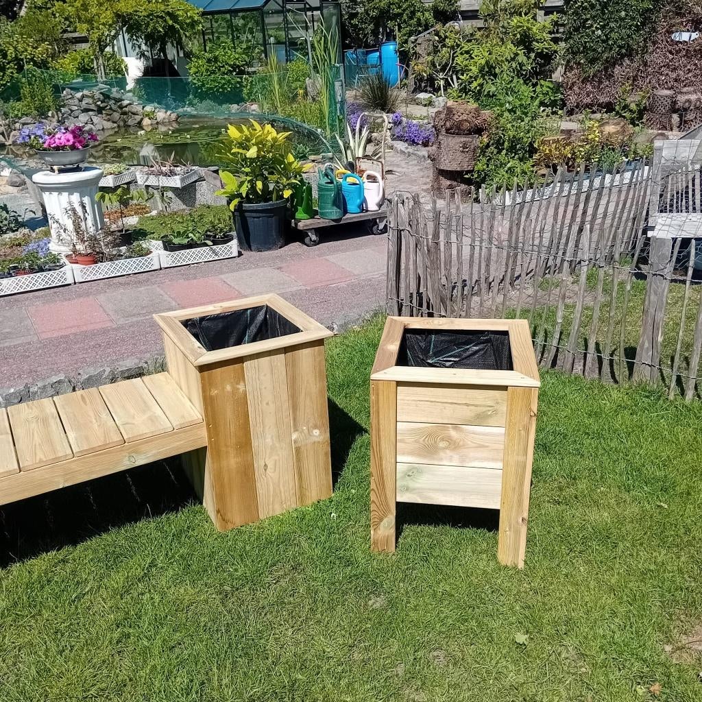 Combideal plantenbank en 2 plantenbakken, Ophalen, 100 cm of meer, Vierkant, Nieuw