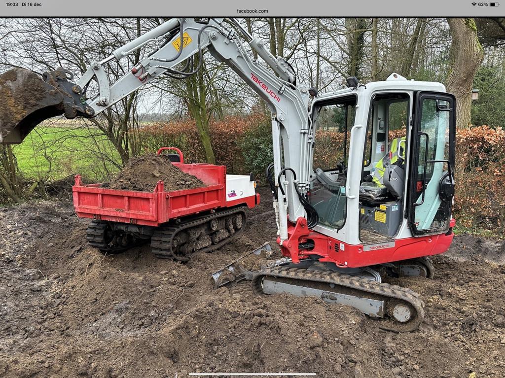 Te huur , mini kraan en /of  rups kieper