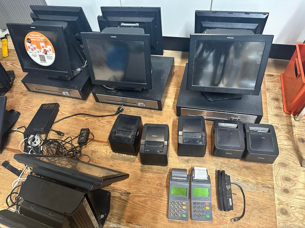 Partij Kassa Systemen - Beeldschermen, Printers, Pinautomate, Computers en Software, Ophalen, Gebruikt