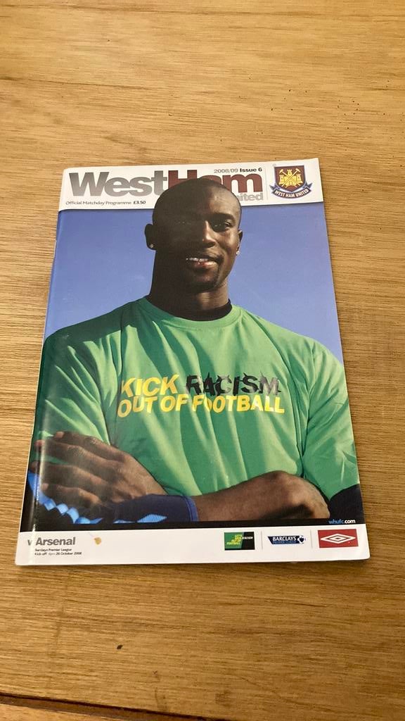 Programma West Ham United - Arsenal 26-10- 2008 Van Persie, Ophalen of Verzenden, Zo goed als nieuw, Buitenlandse clubs, Boek of Tijdschrift