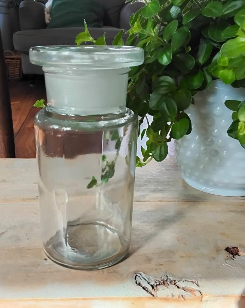 Vintage apothekersfles - apothekerspot - stopfles - chemiepo, Antiek en Kunst, Ophalen of Verzenden