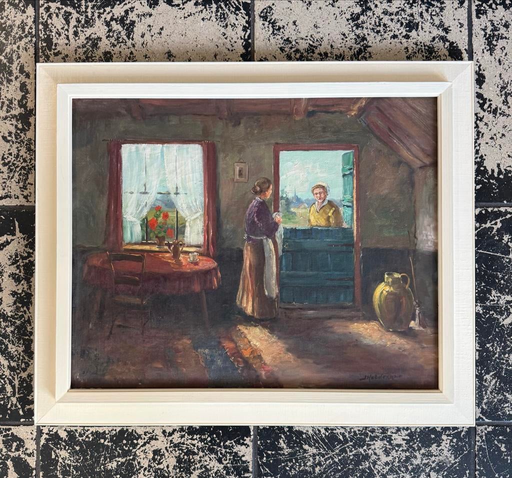 Kelderman – Gesprek aan de boerendeur, Antiek en Kunst, Kunst | Schilderijen | Klassiek, Ophalen