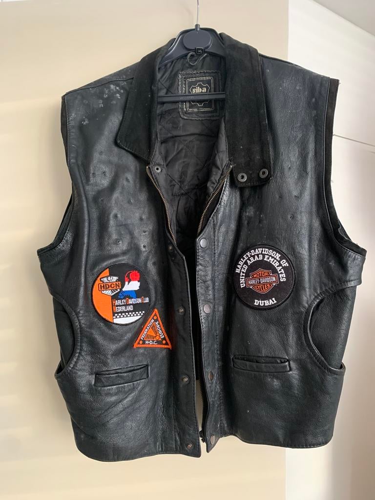 Zwart lederen HD Vest, Motoren, Heren, XL, Overige typen, Tweedehands