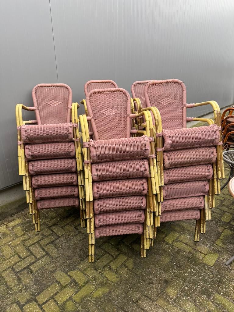 Aluminium stoelen stapelbare terrasstoelen wicker terras, Ophalen of Verzenden, Zo goed als nieuw, Aluminium, Stapelbaar