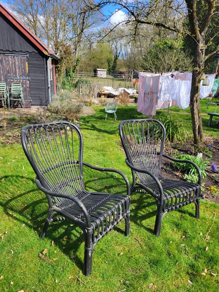 IKEA rotan stoelen - Gebruikt, Ophalen, Gebruikt, Twee, Zwart