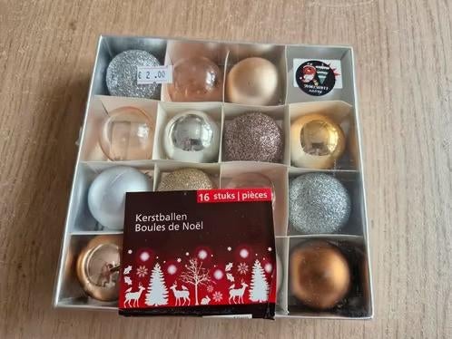 16 stuks Mix rose goud kerstballen 4cm h, Evora, Onbekend, Nieuw, Ophalen of Verzenden