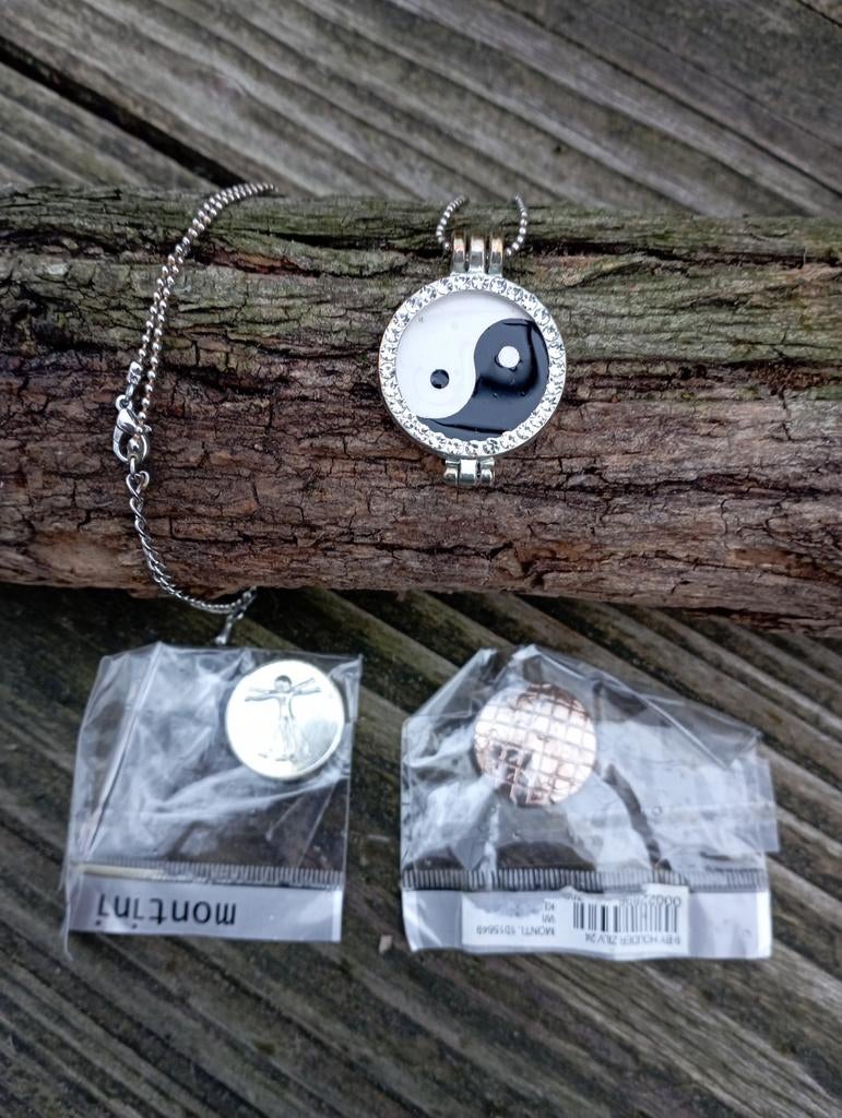 1x Montini ketting van Lucardi + munthouder + 3 munten, Ophalen of Verzenden, Zilver, Overige materialen, Verstelbaar