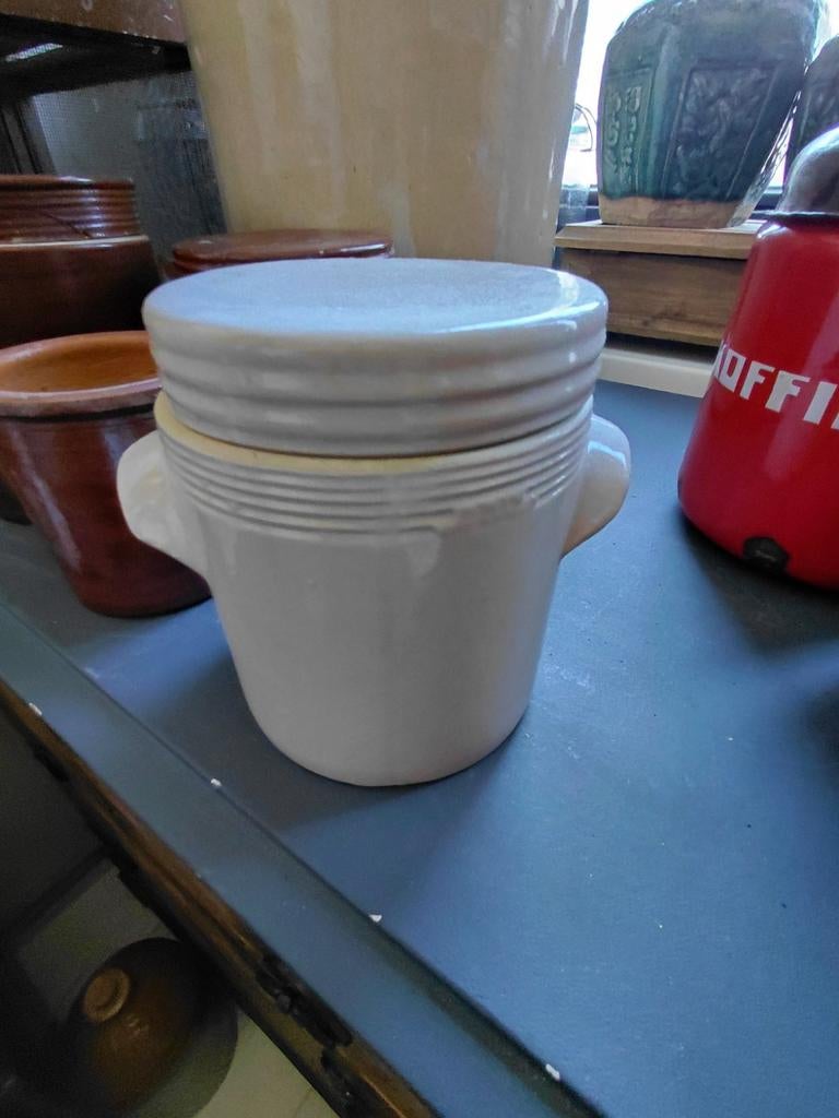 Oude Franse Grespot gres pot met deksel, Antiek en Kunst, Ophalen