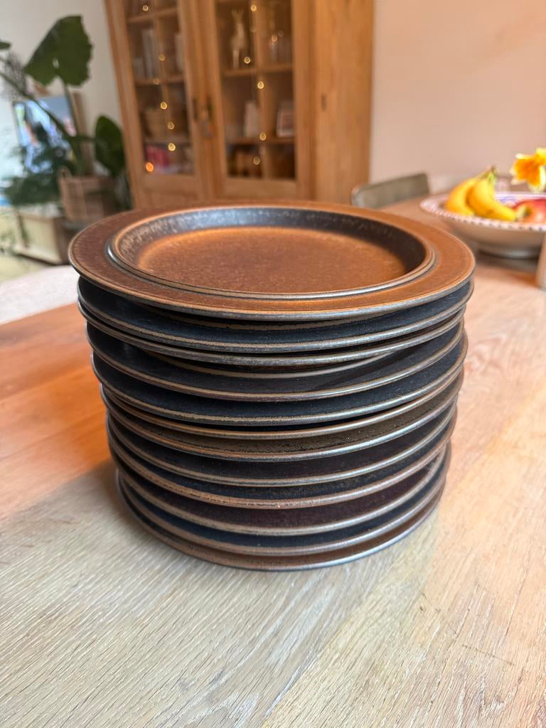 Ruska Arabia diner borden, bruin, Huis en Inrichting, Keuken | Servies, Gebruikt, Bord(en), Effen, Keramiek, Ophalen of Verzenden