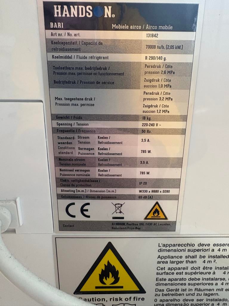 Mobiele airco - Koel en ontvochtig je ruimte, Ophalen, Gebruikt, Minder dan 60 m³, Timer