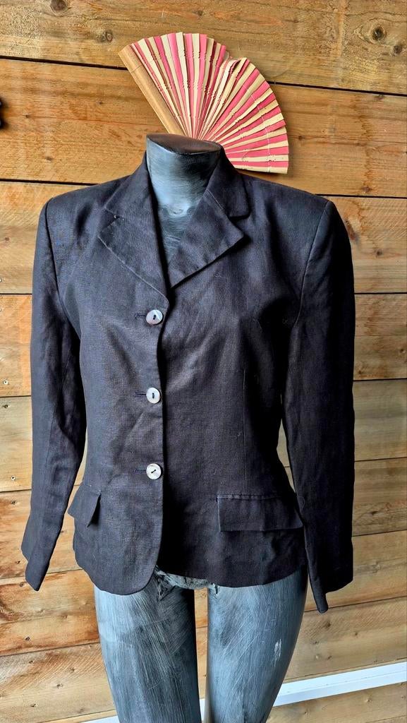 Stijlvolle Zwarte Linnen Blazer Rue Blanche Maat 40, Maat 38/40 (M), Rue Blanche, Zwart, Ophalen of Verzenden