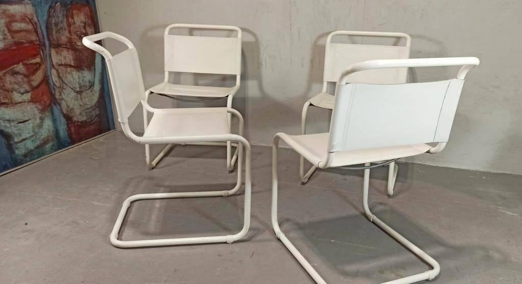 Set van 4 vintage Mart Stam design buisframe stoelen, Ophalen, Tweedehands, Tweedehands, Vier