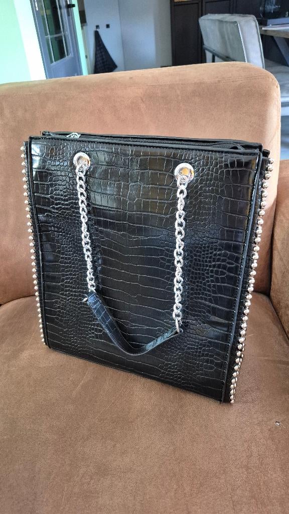 Grote zwarte dames tas, Sieraden, Tassen en Uiterlijk, Ophalen of Verzenden, Zo goed als nieuw, Zwart, Handtas