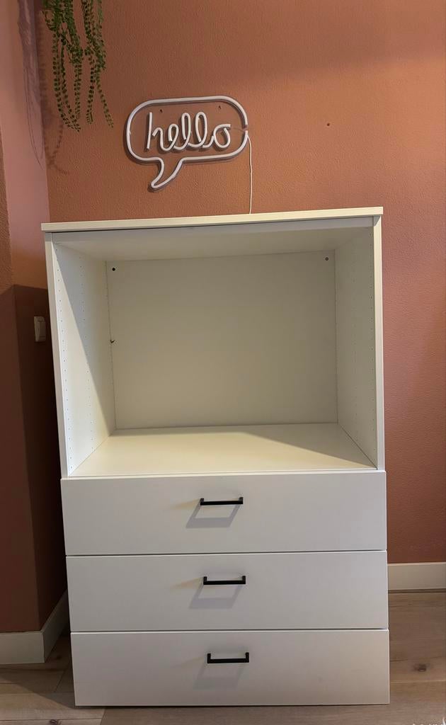 IKEA Kast met Open Vak en 3 Lades - Wit, Ophalen of Verzenden, Gebruikt