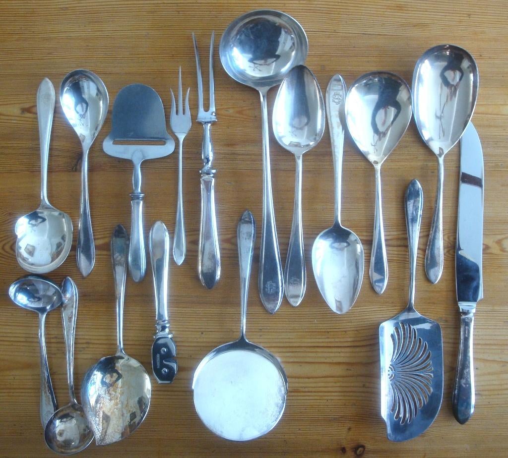 118 stuks Gero puntfilet bestek verzilverd 90 LS gegraveerd, Ophalen of Verzenden