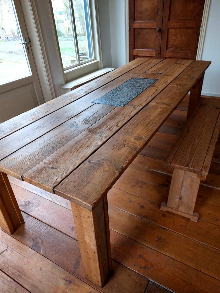 Unieke robuuste boeren tafel klooster stijl, Huis en Inrichting, Tafels | Eettafels, Ophalen, Gebruikt, 100 tot 150 cm, Boerentafel abdij robuust