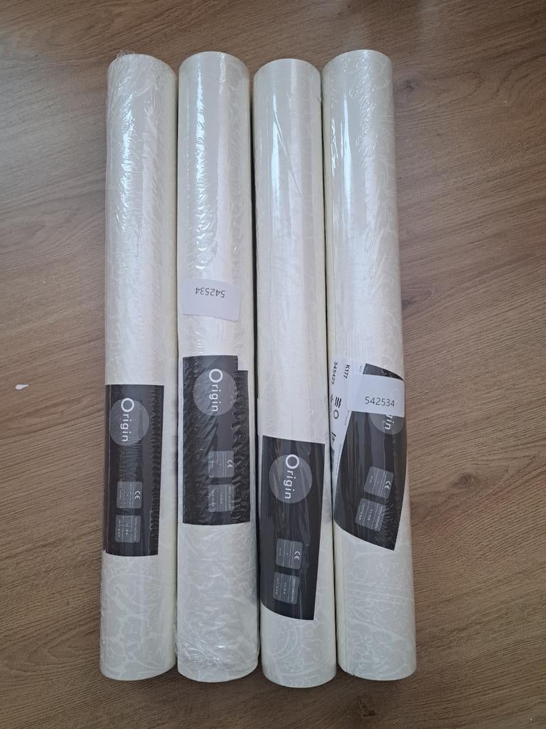 4 nieuwe rollen vliesbehang parelmoer barokprint, Ophalen of Verzenden, Minder dan 10 m²