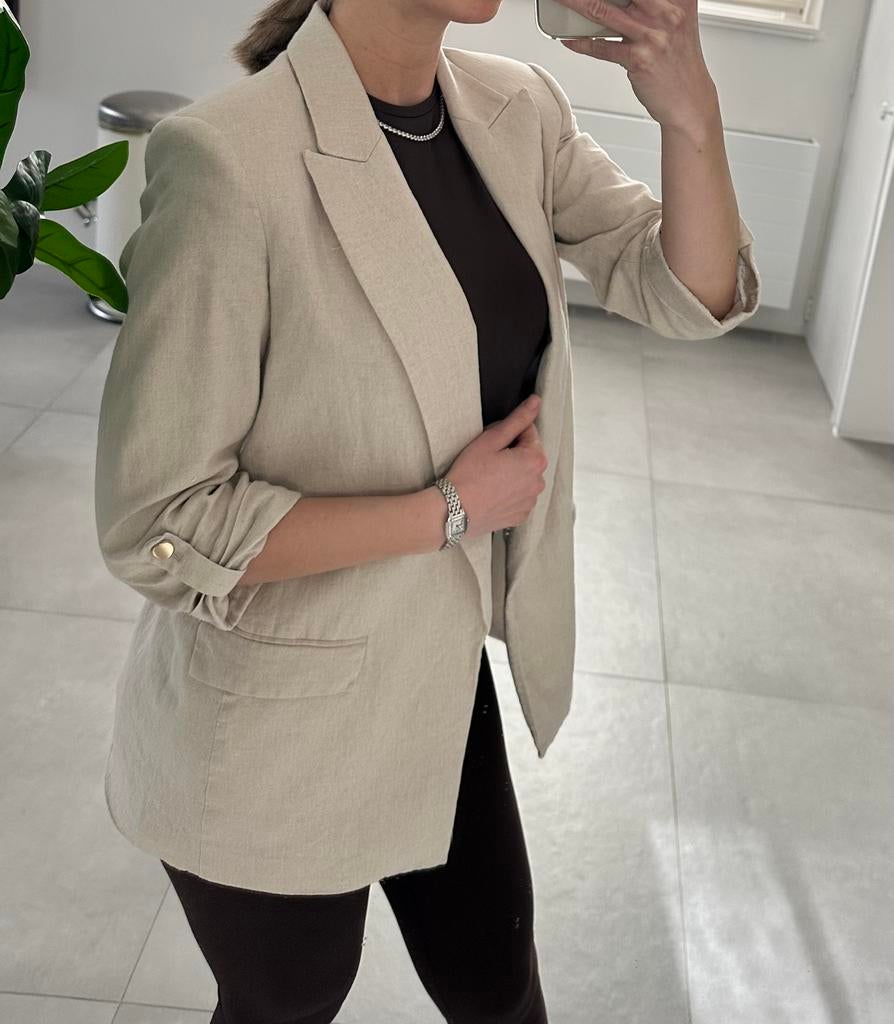 Linnen blazer jasje maat S lichtbeige Zara, Beige, Nieuw, Ophalen of Verzenden, Jasje