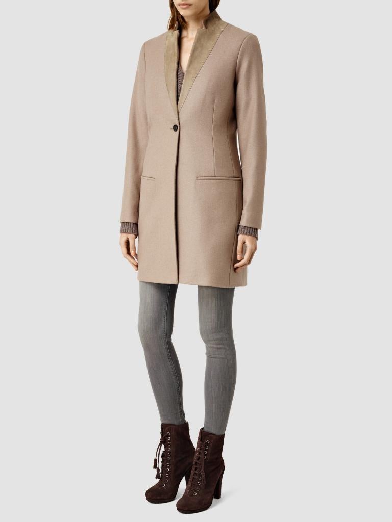 Allsaints Dune Lorie coat wollen mantel jas camel maat 40, Maat 38/40 (M), Beige, Nieuw, Allsaints
