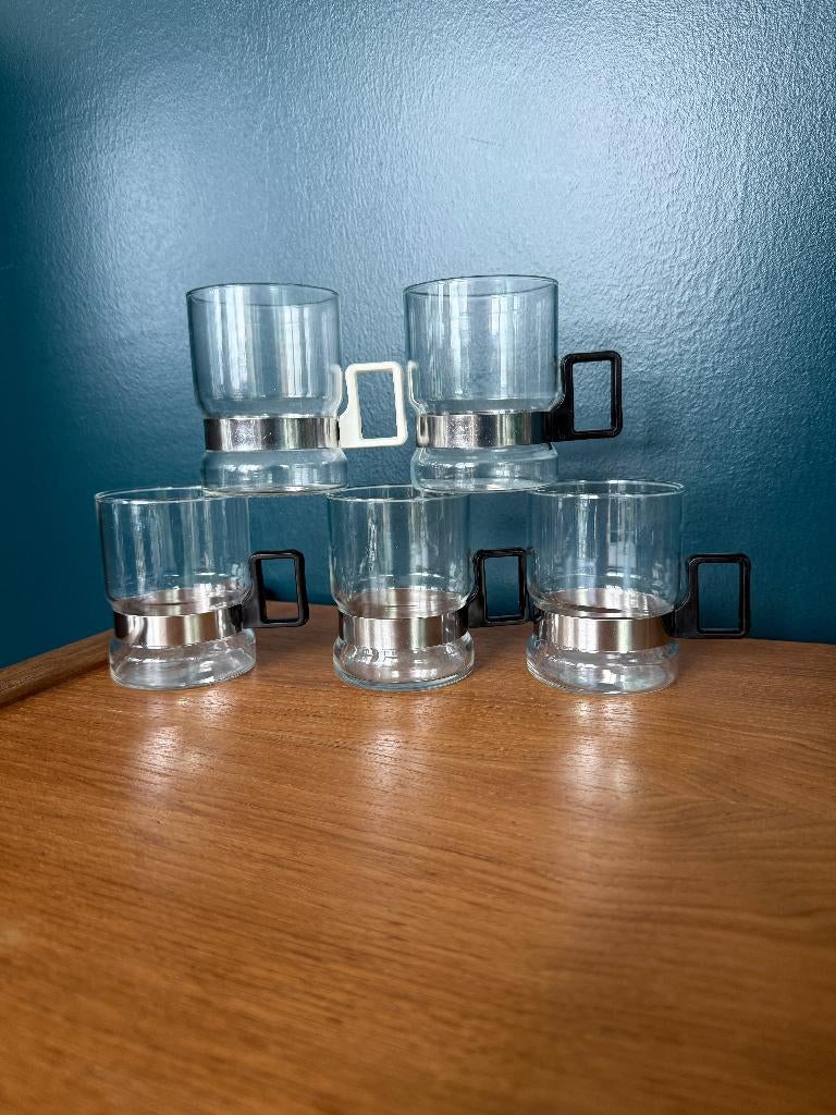 6x vintage theeglazen, Bodum stijl/Randwijck, Huis en Inrichting, Keuken | Servies, Ophalen of Verzenden, Glas, Overige stijlen