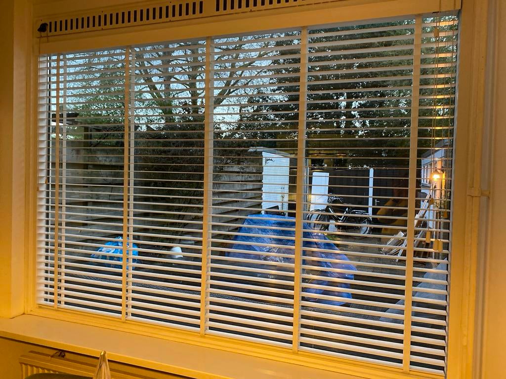 Witte houten luxaflex van Veneta, Ophalen, Gebruikt, Wit, 200 cm of meer