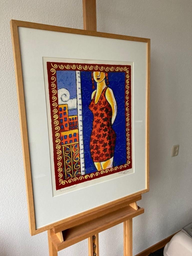Jacques Tange, ingelijste zeefdruk Summerdressed, Antiek en Kunst, Ophalen