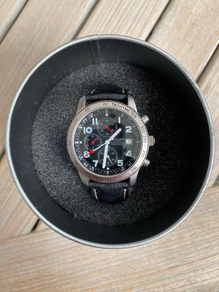 Renault Sport Chronograaf Horloge - Zwart Leer, Ophalen of Verzenden, Nieuw