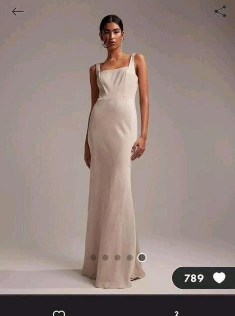 Asos lange satijnen jurk maat S 36 crème / lichtbeige Nieuw, Galajurk, Verzenden, Beige, Nieuw