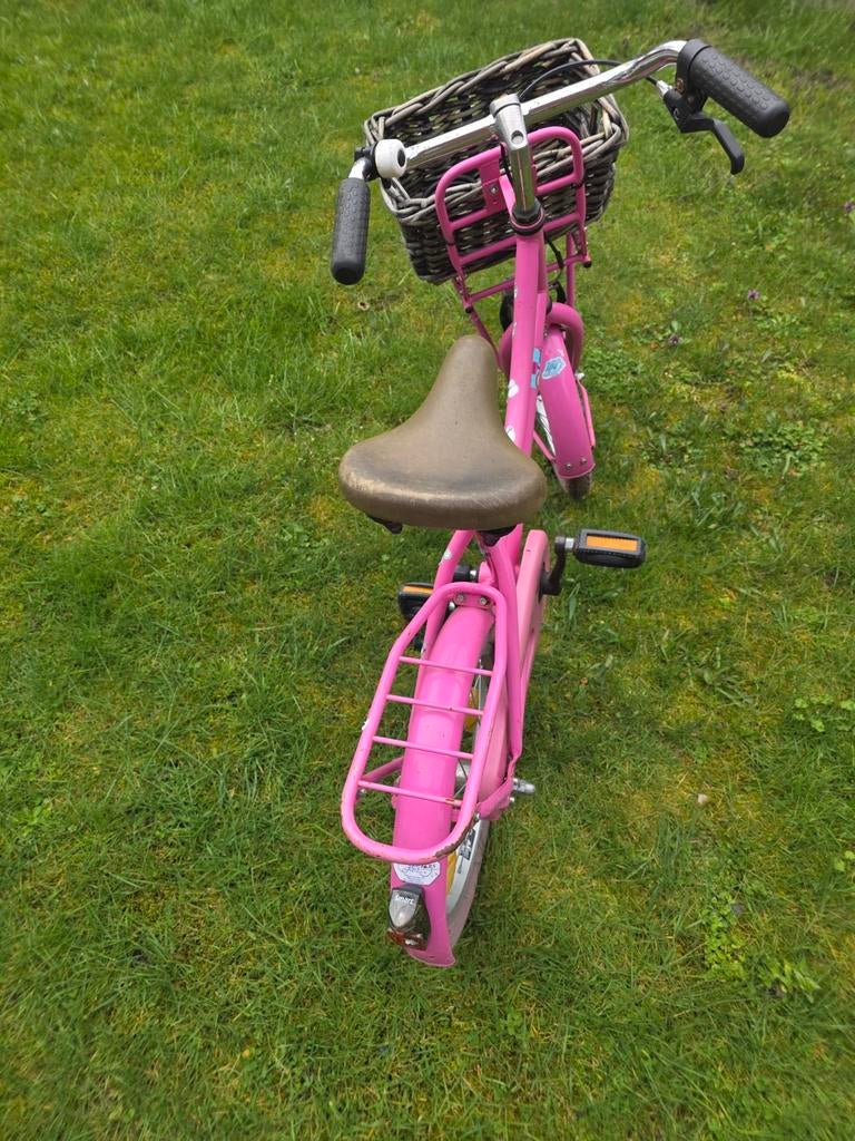 Roze kinderfiets 16 inch met mandje, Ophalen of Verzenden, Gebruikt, 16 tot 20 inch