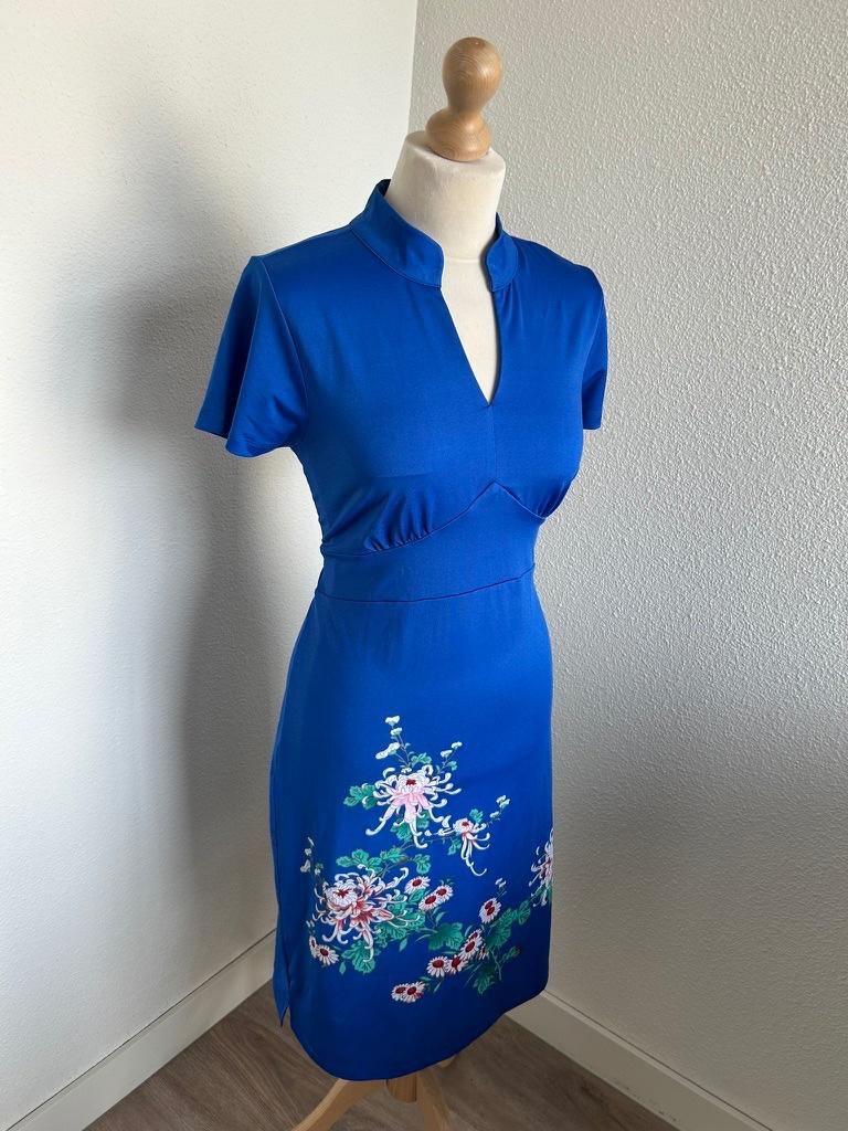 King Louie maat L Aziatische kimono jurk 3154, Blauw, Maat 42/44 (L), Ophalen of Verzenden, Zo goed als nieuw