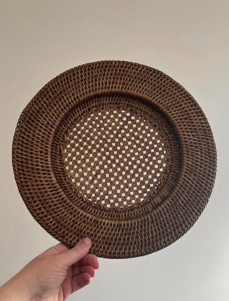 Rotan Birma riet 33,5cm onderbord wandbord plateau, Ophalen, Gebruikt