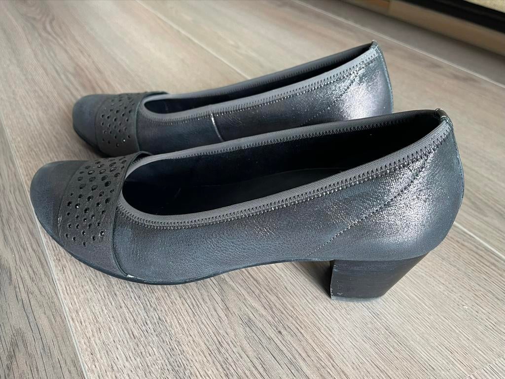 Gabor, leren loafers,  Maat 39 (ZGAN), Kleding | Dames, Schoenen, Instappers, Ophalen of Verzenden, Zo goed als nieuw, Grijs