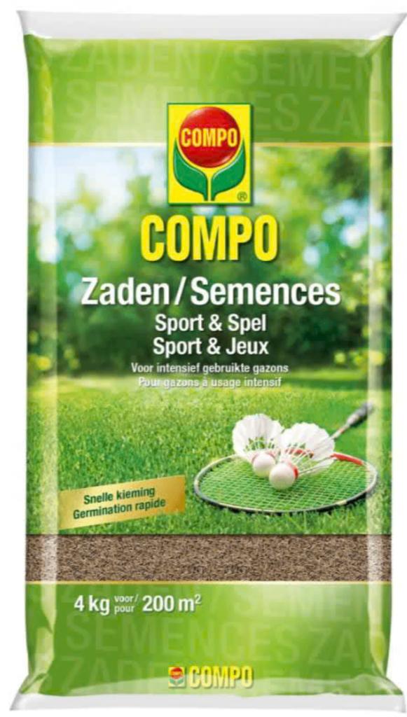 Compo graszaad 4kg voor 200m² - sport & spel, Verzenden, Nieuw, Minder dan 10 m²