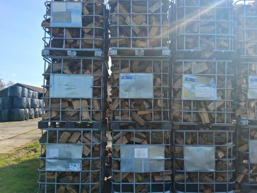 Halfdroog haardhout 100% eik, grof gekloofd!, Tuin en Terras, Haardhout, 6 m³ of meer, Ophalen, Eikenhout, Blokken