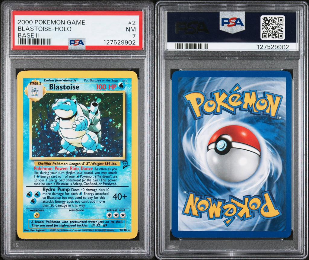 Blastoise | Base set 2 | 2/130 | Holo | PSA7 Near Mint, Ophalen, Zo goed als nieuw