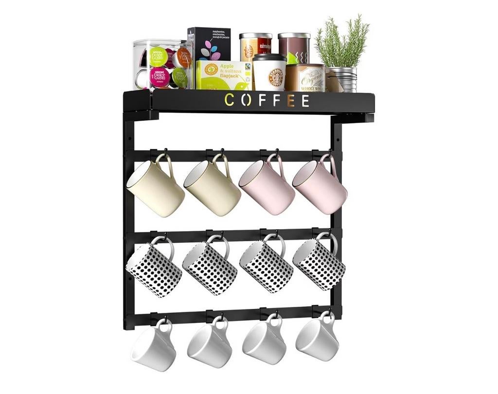 Koffie rek van zwart metaal voor 12 mokken, Huis en Inrichting, Ophalen, Overige typen, Zo goed als nieuw, Zwart