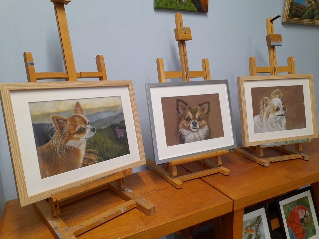 2 x chihuahua schilderij - eigen werk - hond honden, Ophalen of Verzenden, Nieuw