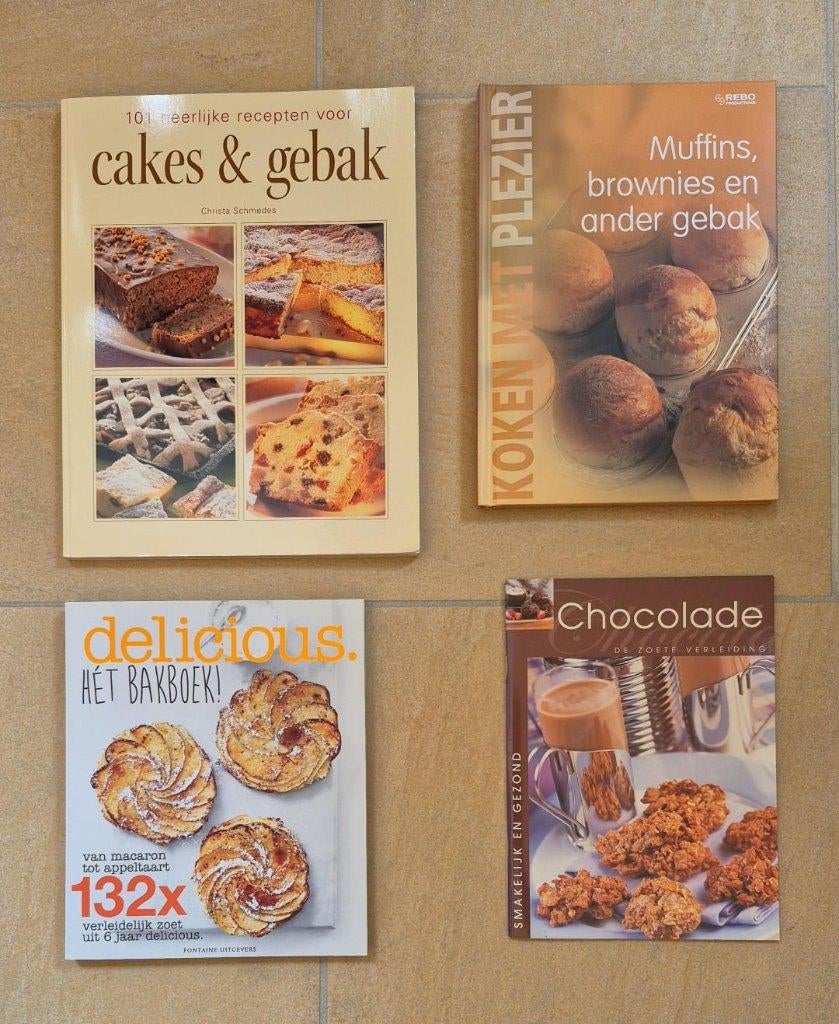 4 Bakboeken, o.a. Cake & Gebak en Delicious het Bakboek, Boeken, Ophalen of Verzenden, Gelezen, Frankrijk