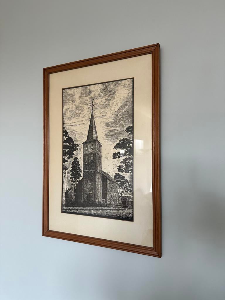 Ets van Oude Jan te Velp door Jacques M. Germans (20e eeuw), Ophalen, Ets, Architectuur, Gesigneerd