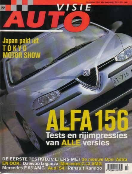 Autovisie 22 1997 : Alfa Romeo 156 - Audi S4 Quattro Avant, Boeken, Auto's | Folders en Tijdschriften, Gelezen, Algemeen, Ophalen of Verzenden