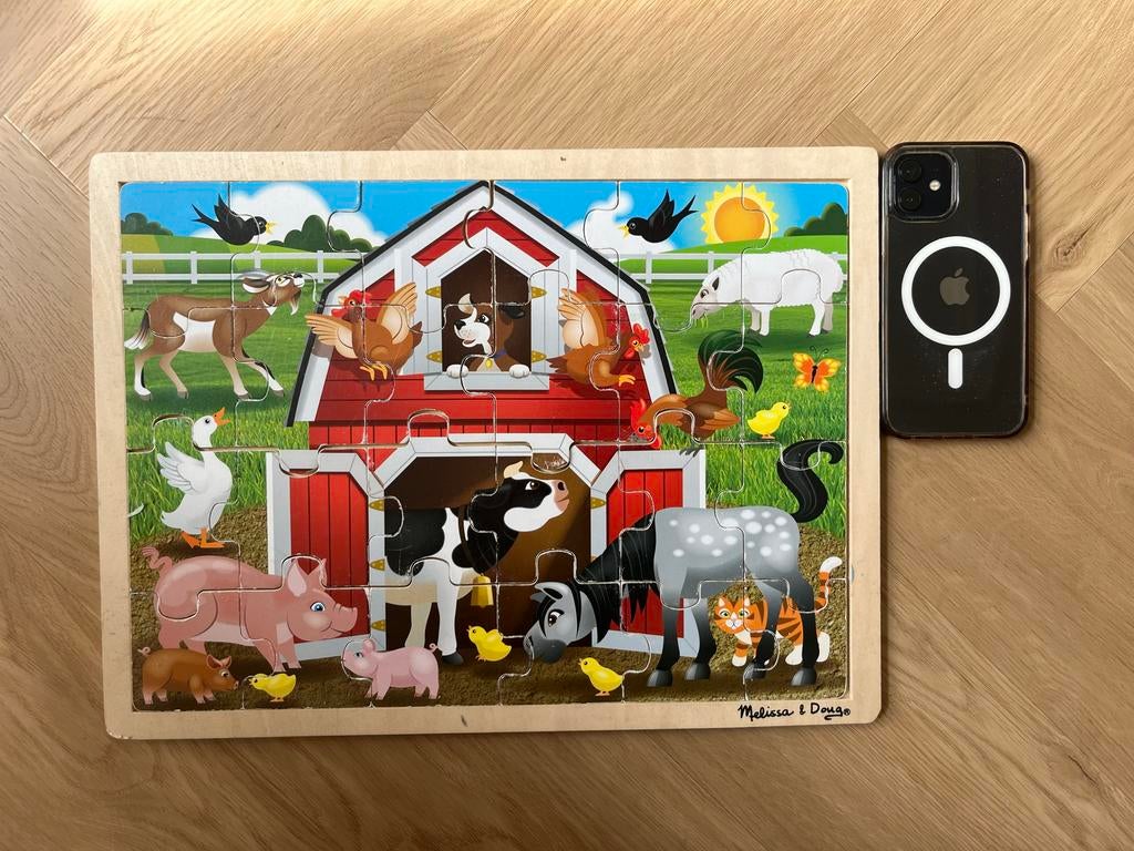Melissa & Doug houten boerderij puzzel, Ophalen, 2 tot 4 jaar, Gebruikt, 10 tot 50 stukjes