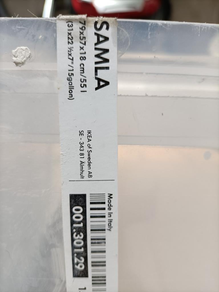 IKEA SAMLA Bak/Kist 79x57x18 cm - Transparant, Doe-het-zelf en Verbouw, Kratten en Dozen, Gebruikt, 40 tot 60 cm, Minder dan 35 cm