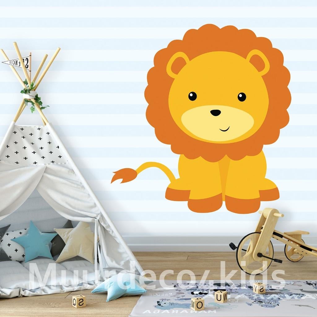 Kinderkamer behang Leeuw | Babykamer vlies *Muurdeco4kids, Verzenden, Minder dan 10 m², Kinderkamer, babykamer, kinderbehang, leeuw, giraffe