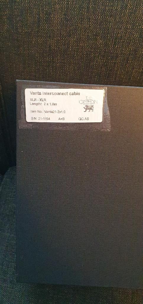 Gryphon Vanta Interconnects (XLR) 1m, Ophalen of Verzenden, Zo goed als nieuw, Minder dan 2 meter, Interlink-kabel