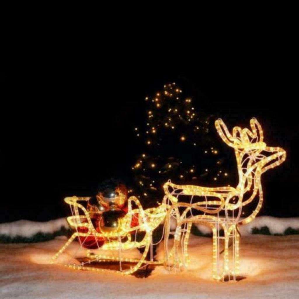 Kerstverlichting Nieuwe Rendier Met Slee Met Warm-Witte LED, Ophalen of Verzenden, Nieuw
