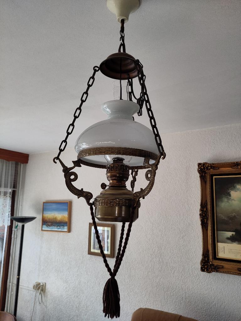 Hangende olielamp, Antiek en Kunst, Ophalen of Verzenden